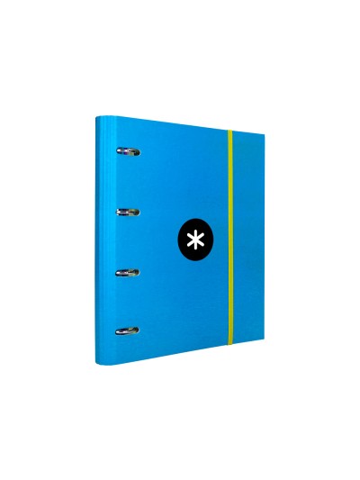Carpeta con recambio antartik a4 cuadro 5mm forrada 4 anillas 40mm redondas con solapa color azul
