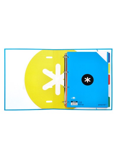 Carpeta con recambio antartik a4 cuadro 5mm forrada 4 anillas 40mm redondas con solapa color azul
