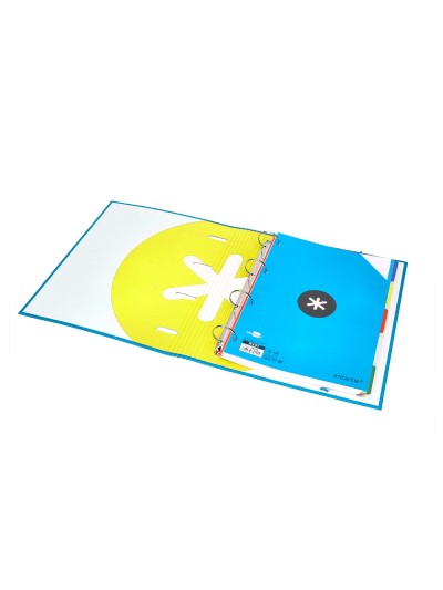Carpeta con recambio antartik a4 cuadro 5mm forrada 4 anillas 40mm redondas con solapa color azul