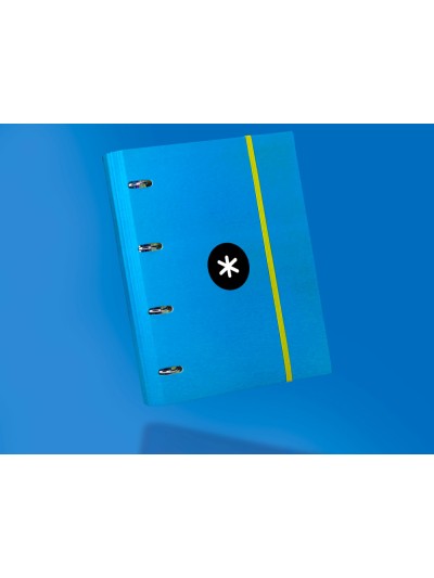 Carpeta con recambio antartik a4 cuadro 5mm forrada 4 anillas 40mm redondas con solapa color azul