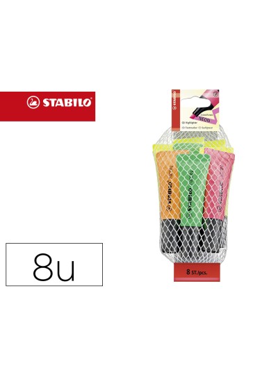 Rotulador stabilo neon 72 blister de 8 unidades colores surtidos