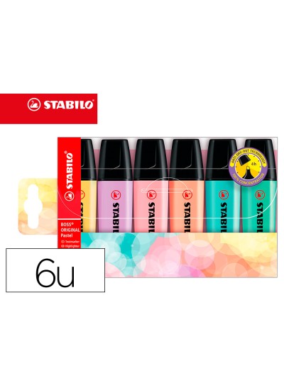 Rotulador stabilo boss pastel fluorescente 70 estuche de 6 unidades surtidas