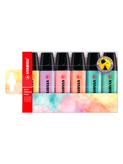 Rotulador stabilo boss pastel fluorescente 70 estuche de 6 unidades surtidas