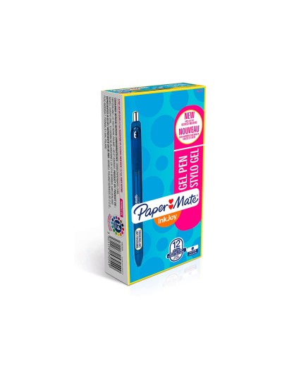 Boligrafo paper mate inkjoy retractil gel pen 0,7mm azul punta de bola trazo 0.35mm