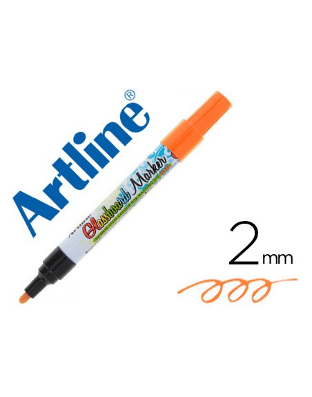 Rotulador artline glass marker especial cristal borrable en seco o humedo color naranja fluor