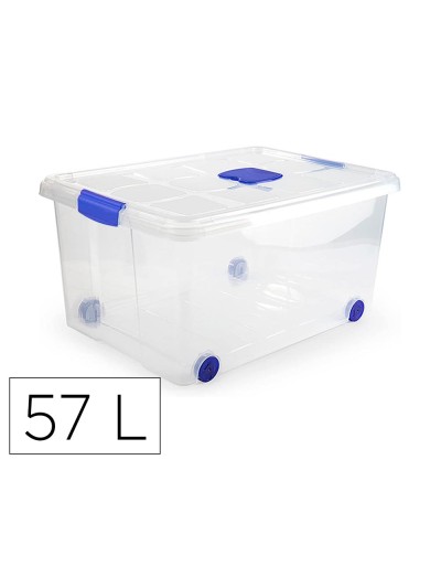 Contenedor plastico plasticforte n 5 transparente con tapa capacidad 57 l
