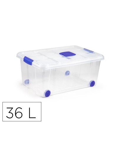 Contenedor plastico plasticforte n 3 transparente con tapa capacidad 36 l