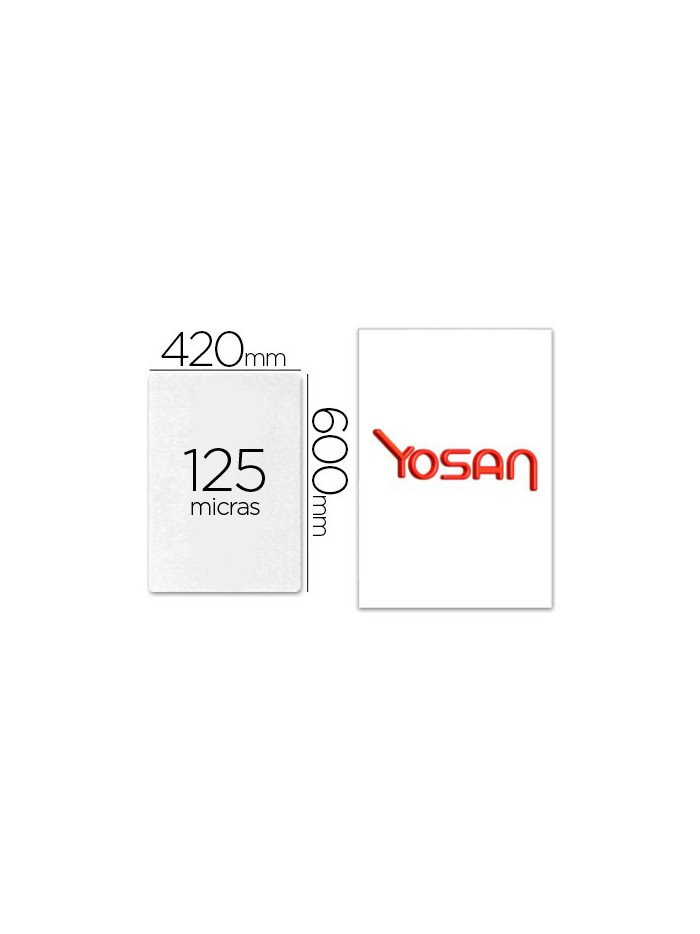 Bolsa de plastificar yosan brillo 420 x 600 mm 125 mc din a2 caja de 50 unidades Bolsa de plastificar yosan brillo 420 x 600 mm 125 mc din a2 caja de 50 unidades