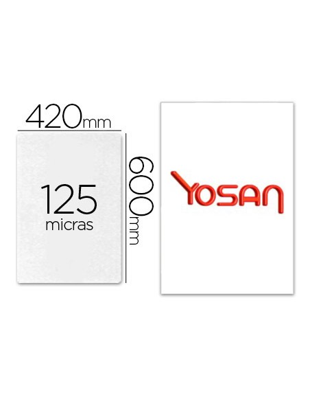 Bolsa de plastificar yosan brillo 420 x 600 mm 125 mc din a2 caja de 50 unidades