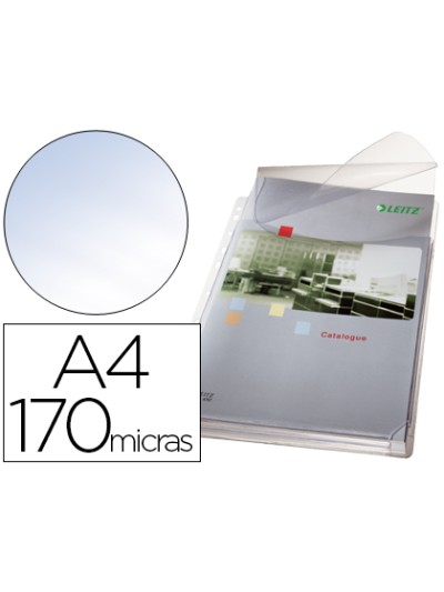Funda multitaladro esselte din a4 pvc 170 mc con fuelle y solapa superior capacidad 200 hojas pack de 5 unidades