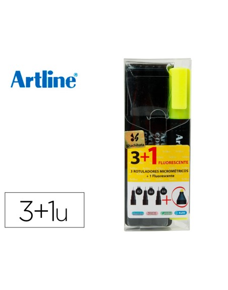 Rotulador artline comic pen calibrado micrometrico negro bolsa de 3 uds 0,2 0,4 0,8 + permanente 853