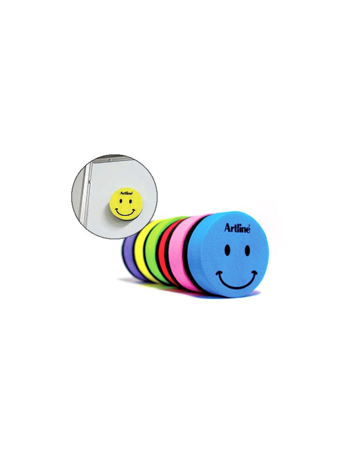 Borrador artline pizarra blanca redondo magnetico cara smiley colores surtidos Borrador artline pizarra blanca redondo magnetico cara smiley colores surtidos