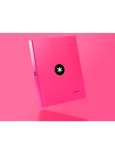 Carpeta antartik a4 forrada 4 anillas 25 mm redondas color rosa