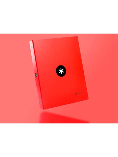 Carpeta antartik a4 forrada 4 anillas 25 mm redondas color rojo