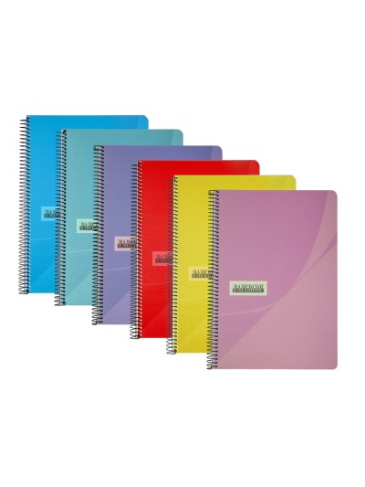 Cuaderno espiral papercop cuarto tapa plastico 80h 90 gr rayado horizontal con margen colores surtidos