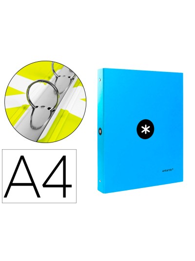 Carpeta antartik a4 forrada 4 anillas 25 mm redondas color azul