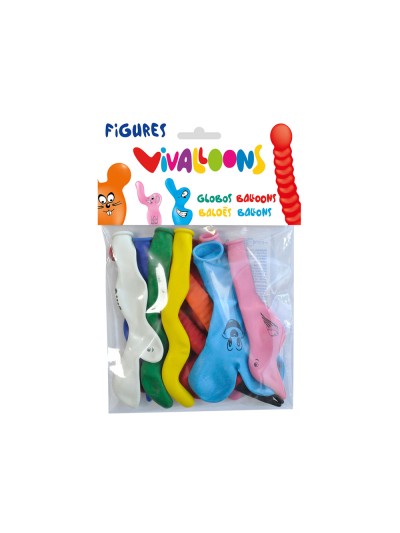 Globo 100% latex biodegradable forma figuras colores surtidos blister de 10 unidades