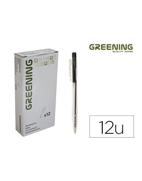 Boligrafo greening negro retractil