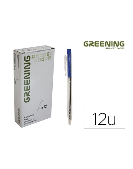 Boligrafo greening azul retractil