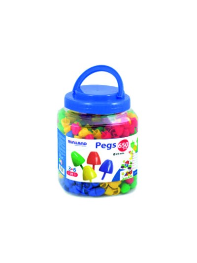 Juego miniland pegs bote de 650 piezas de 20 mm