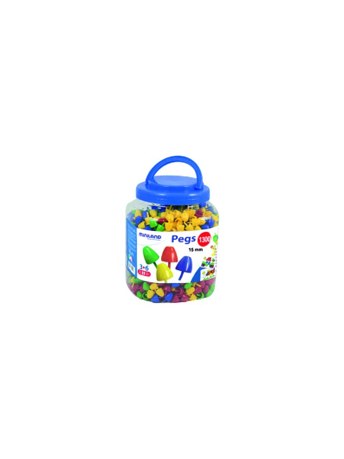 Juego miniland pegs bote de 1300 piezas de 15 mm Juego miniland pegs bote de 1300 piezas de 15 mm