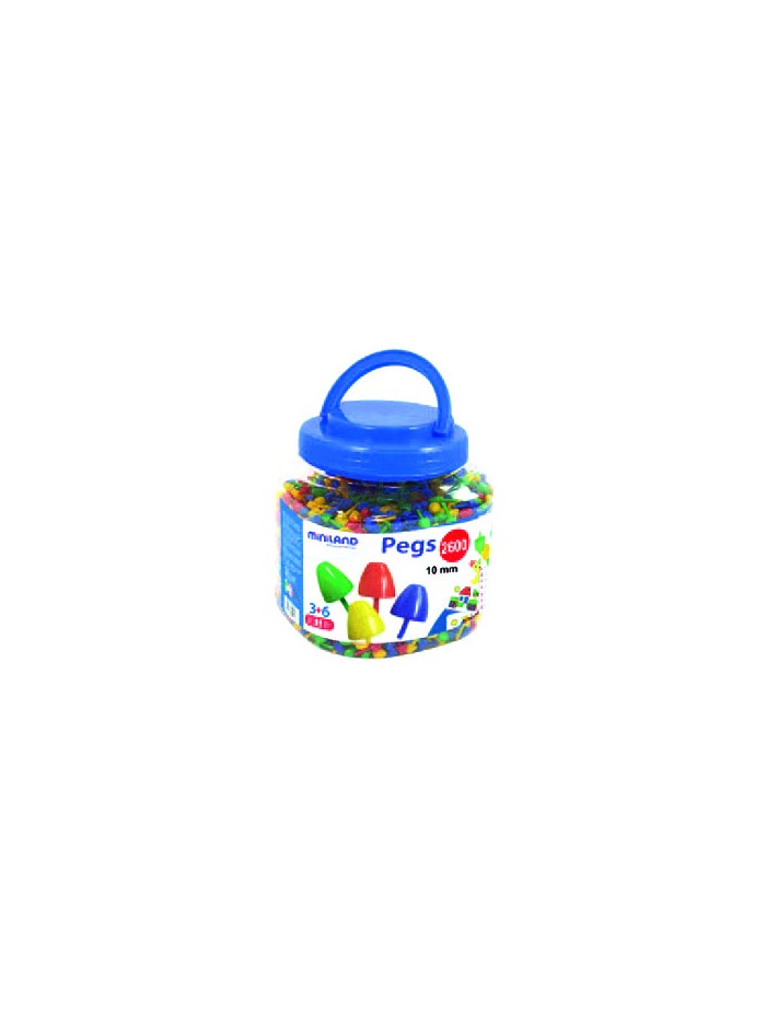 Juego miniland pegs bote de 2600 piezas de 10 mm Juego miniland pegs bote de 2600 piezas de 10 mm