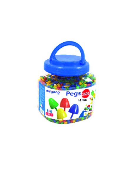 Juego miniland pegs bote de 2600 piezas de 10 mm