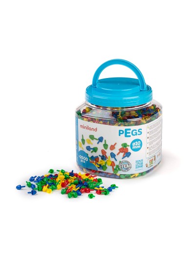 Juego miniland pegs bote de 2600 piezas de 10 mm