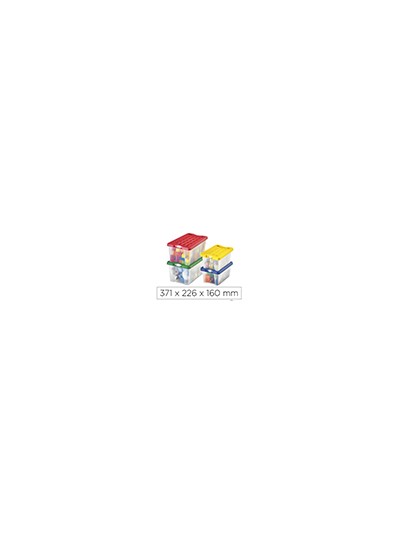 Caja multiusos faibo transparente con asas y tapa colores capacidad 9,2 l 371x226x160 mm