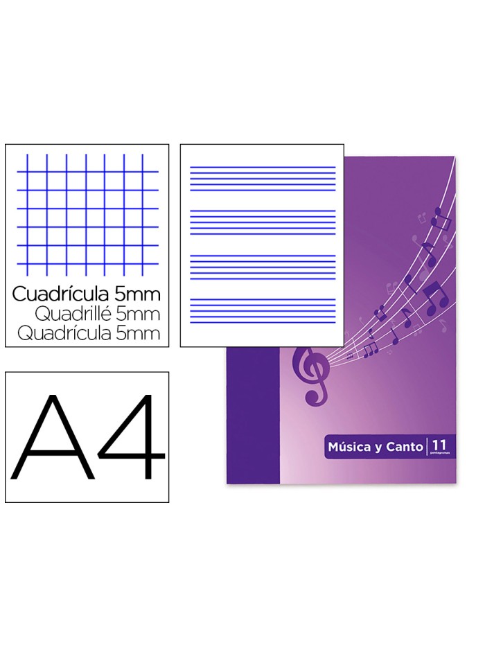 Bloc musica y canto oxford pentagrama interlineado 2 mm + cuadricula 5 mm din a4 24 hojas 90g/m2 Bloc musica y canto oxford pentagrama interlineado 2 mm + cuadricula 5 mm din a4 24 hojas 90g/m2