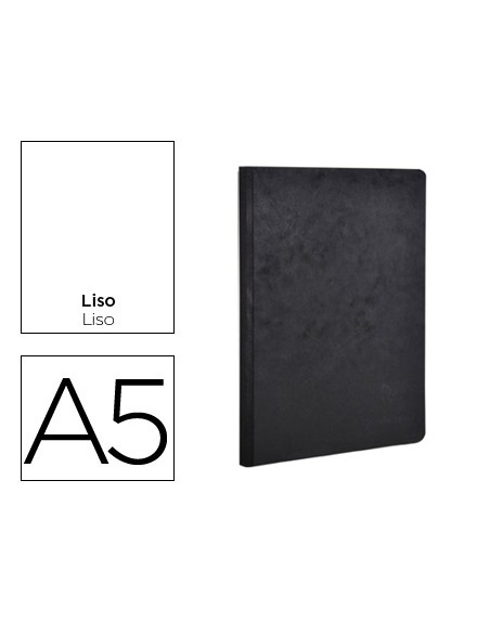 Libreta age-bag tapa cartulina lomo cosido liso 96 hojas color negro 148x210 mm