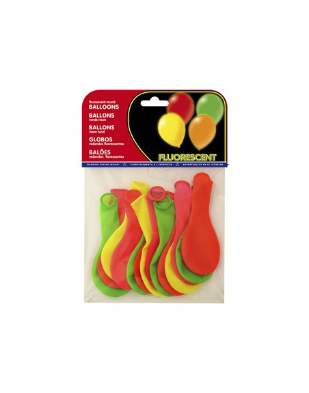 Globo 100% latex biodegradable fluorescente bolsa de 15 unidades colores surtidos