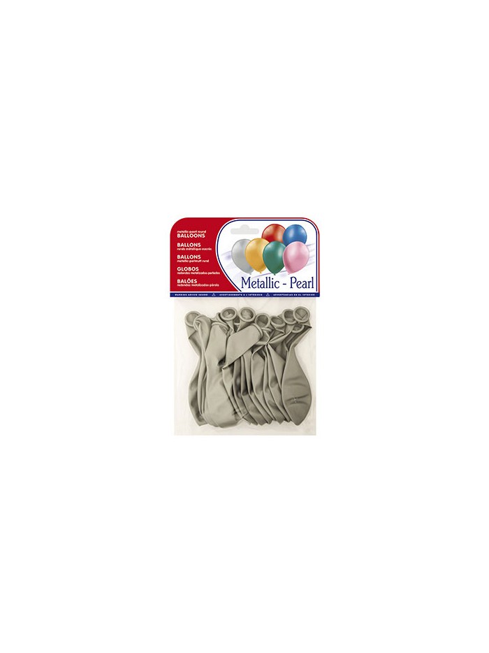 Globo 100% latex biodegradable metalizado plata bolsa de 15 unidades Globo 100% latex biodegradable metalizado plata bolsa de 15 unidades