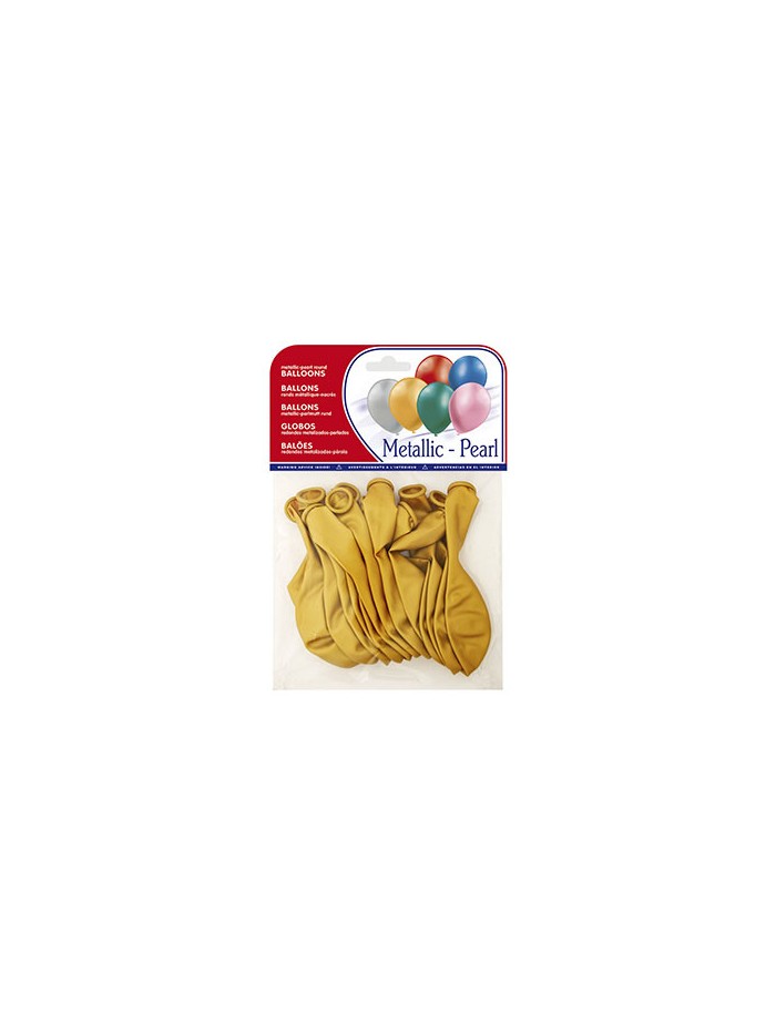 Globo 100% latex biodegradable metalizado oro bolsa de 15 unidades Globo 100% latex biodegradable metalizado oro bolsa de 15 unidades