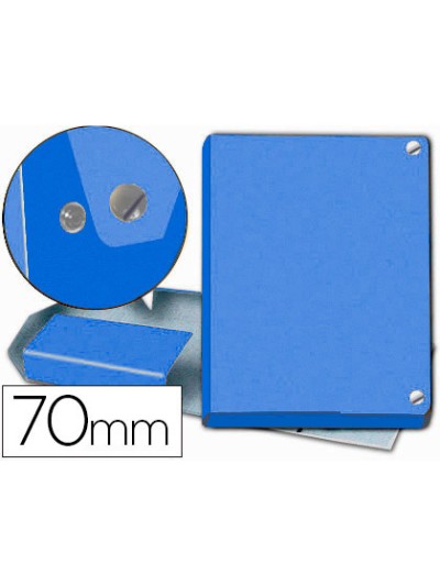 Carpeta proyectos pardo folio lomo 70 mm carton forrado azul con broche