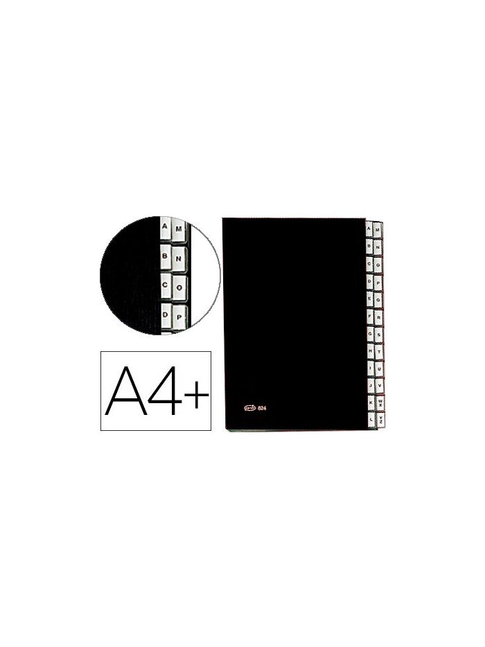 Carpeta clasificadora fuelle pardo carton compacto folio 24 departamentos visor doble personalizables color negro Carpeta clasificadora fuelle pardo carton compacto folio 24 departamentos visor doble personalizables color negro