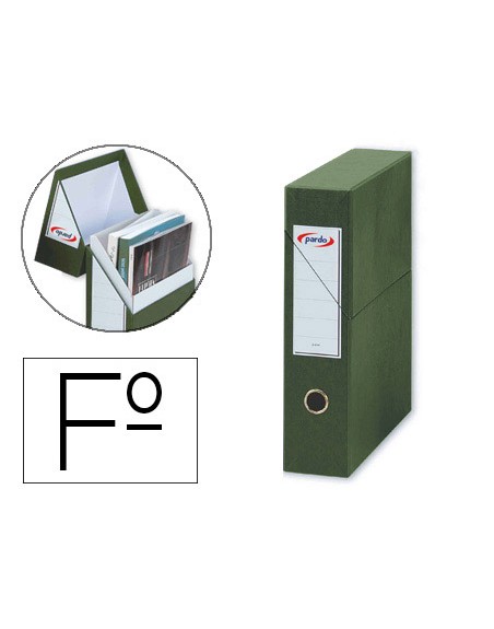 Archivador con tapa pardo carton forrado ollao lomo din a4 80 mm color verde 335x250x80 mm