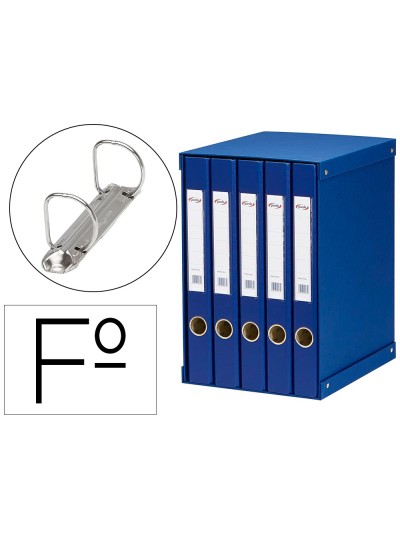Modulo pardo 5 archivadores de palanca folio 2 anillas 25 mm azul 350x230x300 mm