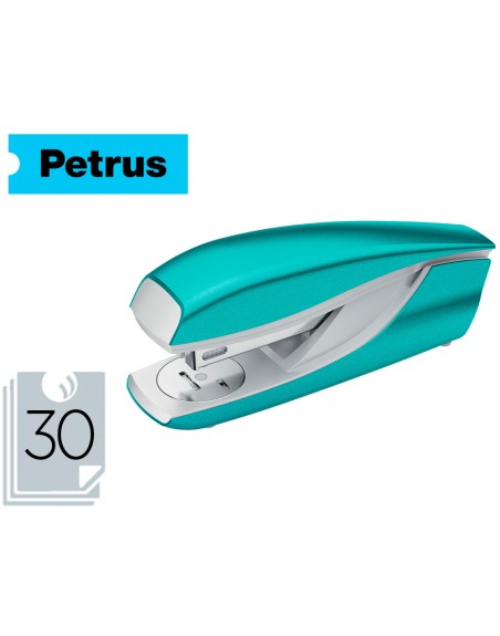 Grapadora petrus mod 635 petrus wow turquesa metalizada capacidad 30 hojas