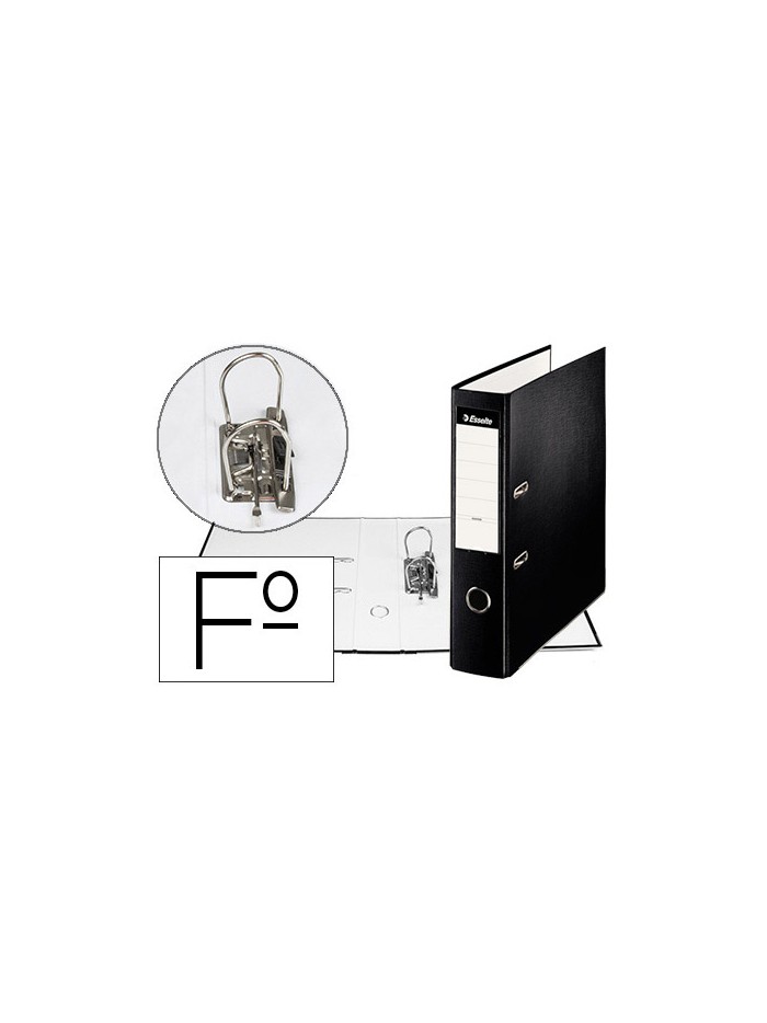 Archivador de palanca esselte carton forrado pvc folio lomo de 75 mm con rado negro
