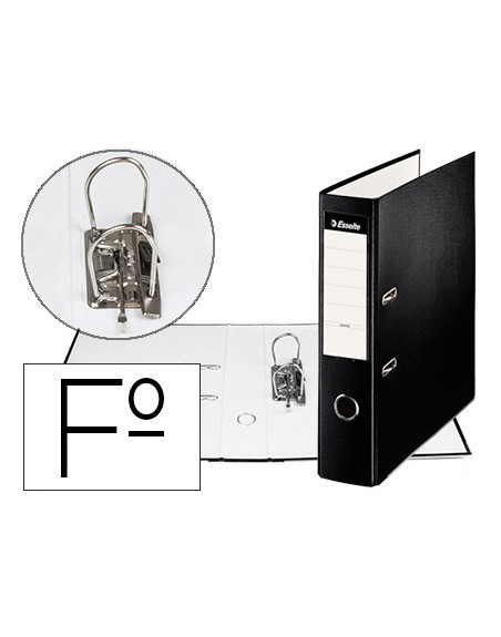 Archivador de palanca esselte carton forrado pvc folio lomo de 75 mm con rado negro