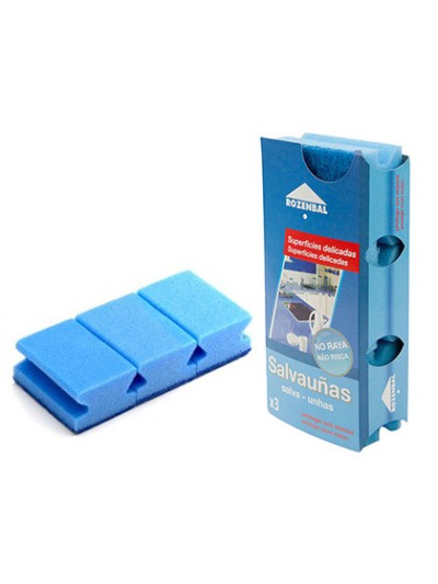 Estropajo salvauñas azul bicapa pack de 3 unidades