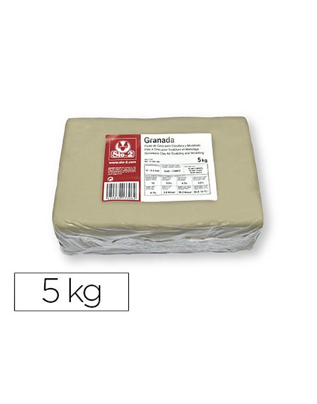 Pasta de modelar sio-2 gres granada para escultura y modelado paquete de 5 kg