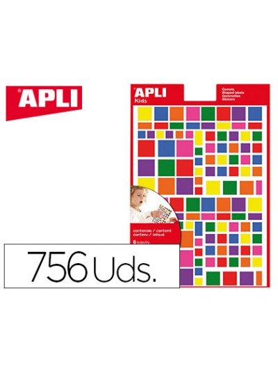 Gomets apli autoadhesivo cuadrado multicolor blister de 756 unidades surtidas