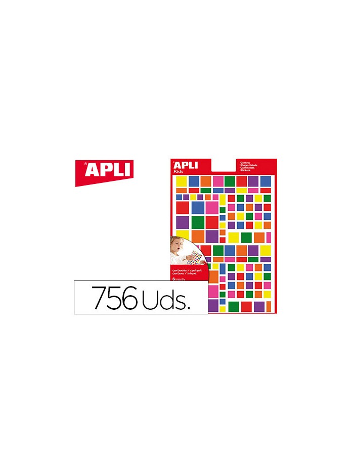 Gomets apli autoadhesivo cuadrado multicolor blister de 756 unidades surtidas Gomets apli autoadhesivo cuadrado multicolor blister de 756 unidades surtidas