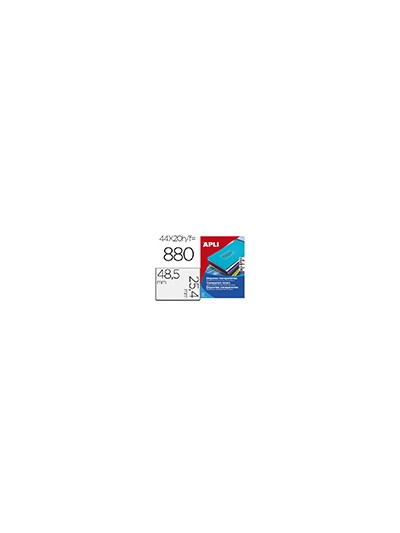 Etiqueta adhesiva apli transparente 48,5x25,4 mm fotocopia laser inkjet caja 20 hojas din a4 con 880