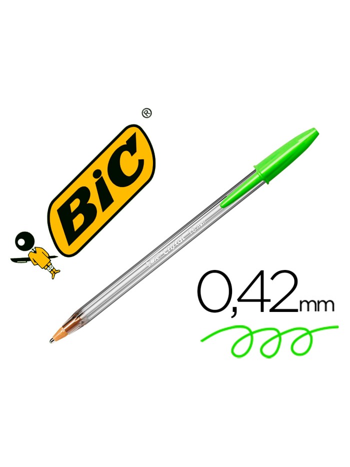 Boligrafo bic cristal fun verde lima punta 1,6 mm Boligrafo bic cristal fun verde lima punta 1,6 mm