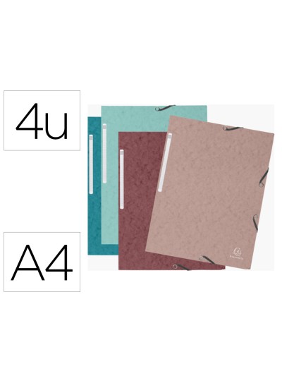 Carpeta exacompta skandi gomas carton tres solapas din a4 lote de 4 unidades colores surtidos