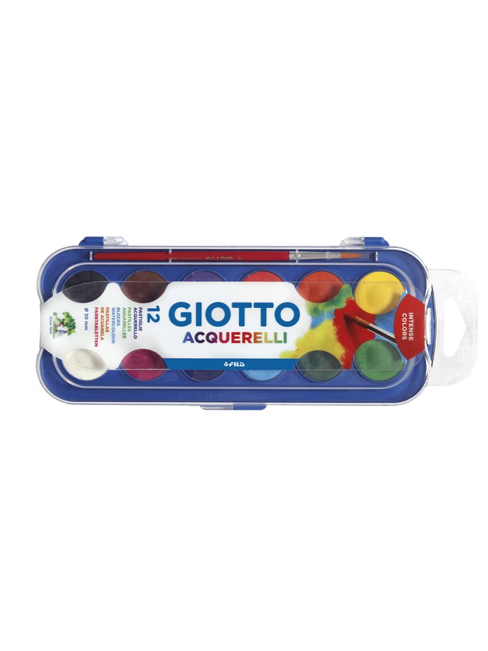Acuarela giotto 12 colores con pincel estuche de plastico Acuarela giotto 12 colores con pincel estuche de plastico