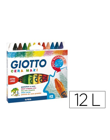 Lapices cera giotto maxi caja de 12 colores surtidos